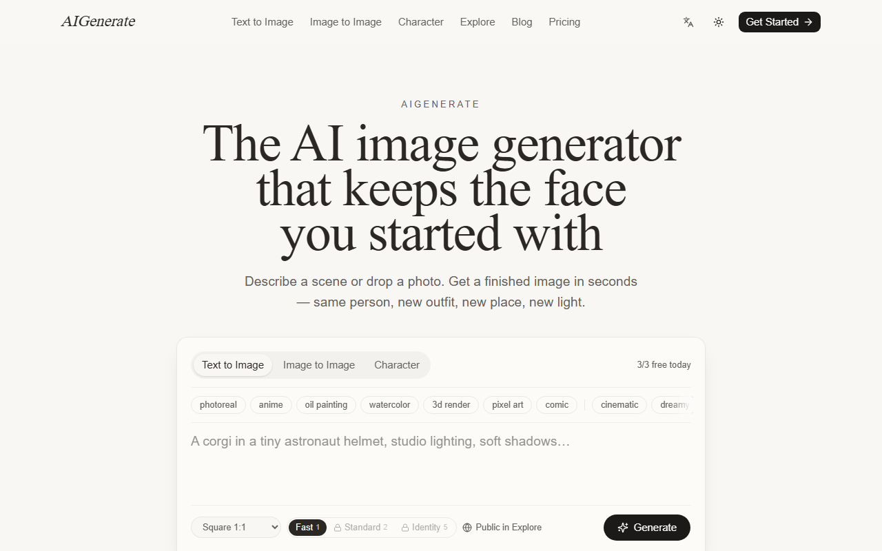 AIGenerate homepage